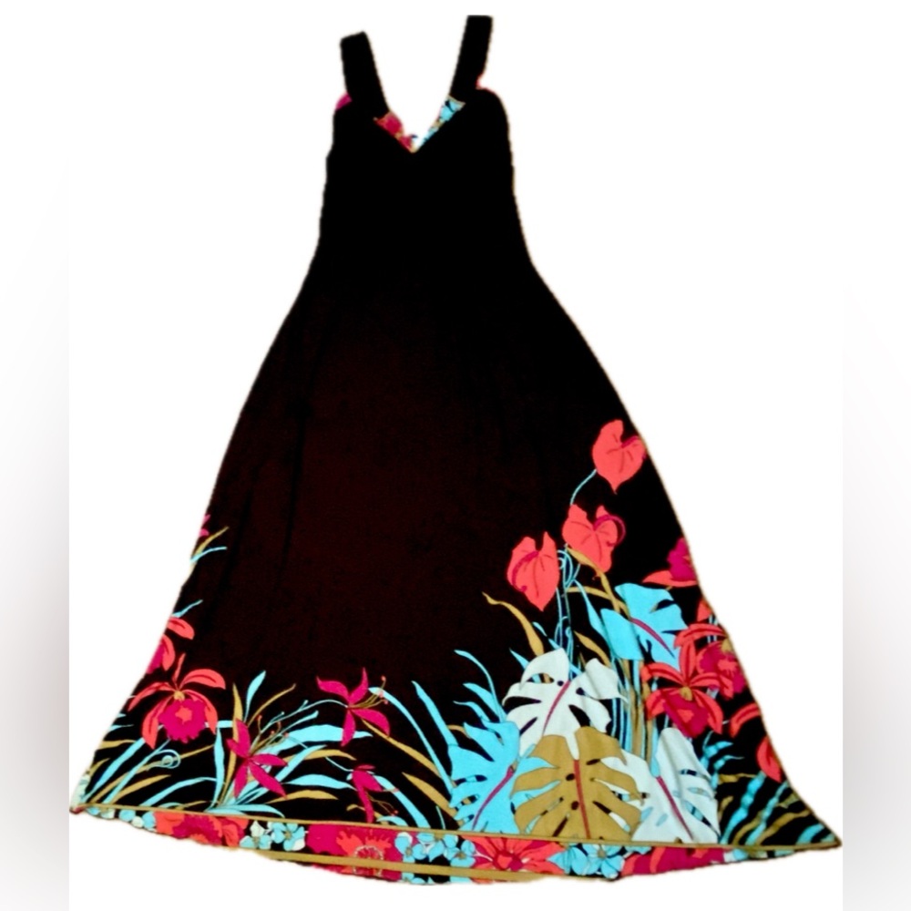 🖤 Bam Bam Maxi Dress Black Pink Turquoise Floral OSFM Sleeveless